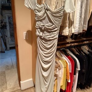 Elegant Ruched Gray Dress